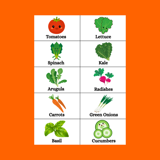 10 Veggie Printable Sticker Starter Pack