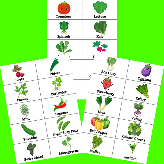 30 Veggie Printable Sticker Multi-Pack